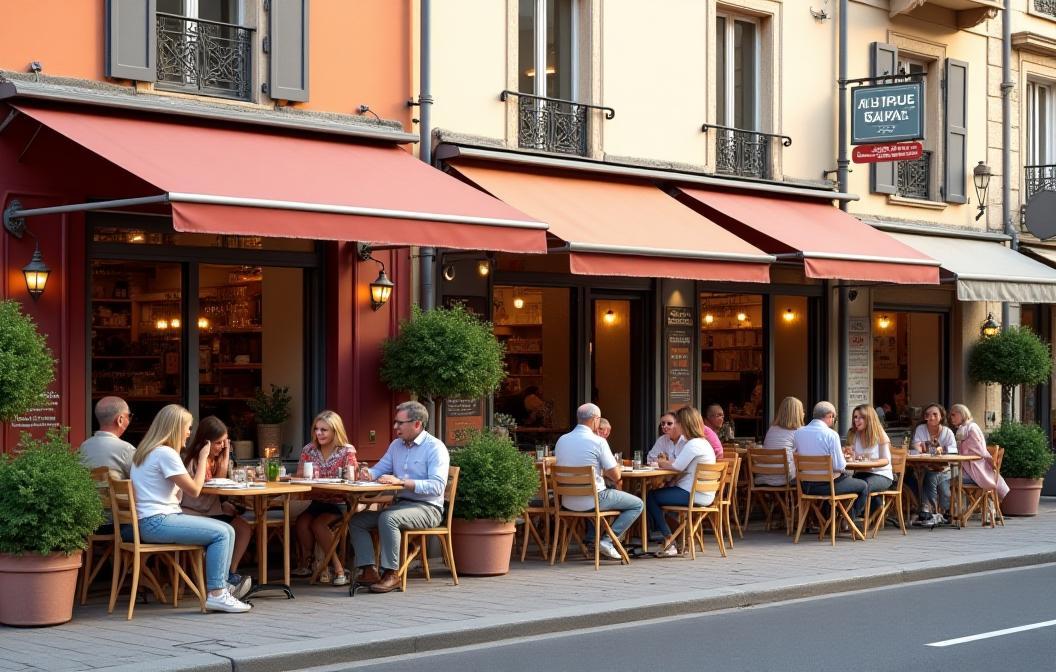 Vue conviviale des restaurants partenaires à Lyon